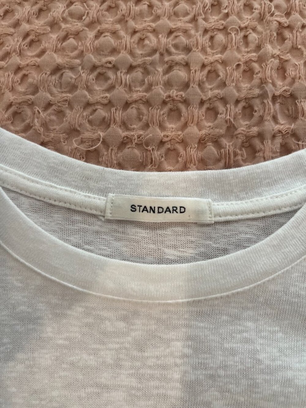 Standard (Korean boutique) white cotton tee with mid-side drawstring - M - Picture 3 of 5